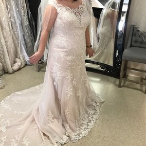Stella York plus size ivory/blush wedding dress